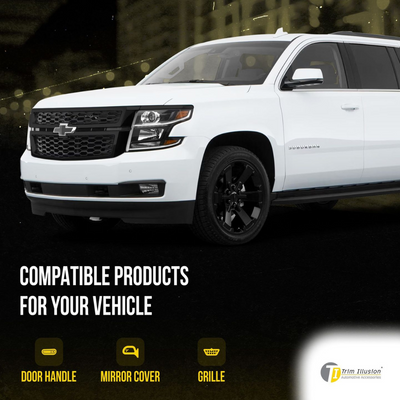 2015-2020 Chevrolet Tahoe/Suburban 4 PCS Gloss Black Tape-on Patented Grille Overlay