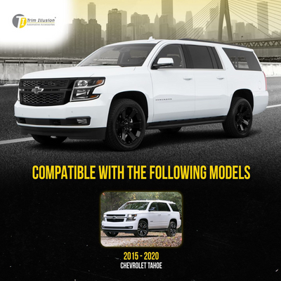 2015-2020 Chevrolet Tahoe/Suburban 4 PCS Gloss Black Tape-on Patented Grille Overlay