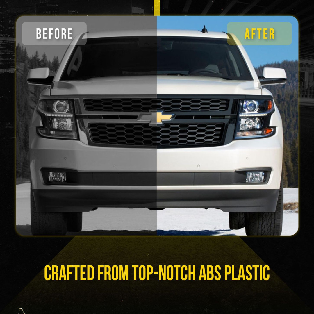 2015-2020 Chevrolet Tahoe/Suburban 4 PCS Gloss Black Tape-on Patented Grille Overlay