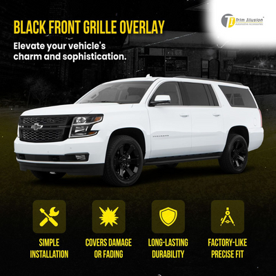 2015-2020 Chevrolet Tahoe/Suburban 4 PCS Gloss Black Tape-on Patented Grille Overlay