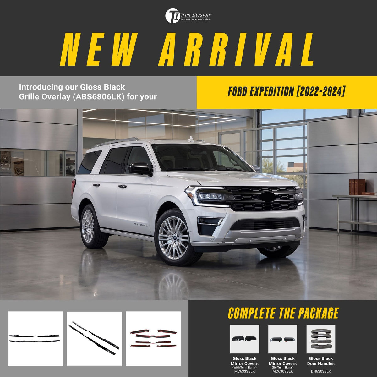 Trim Illusion ABS6806BLK gloss black grille overlay for 2022-2024 Ford Expedition - image 12