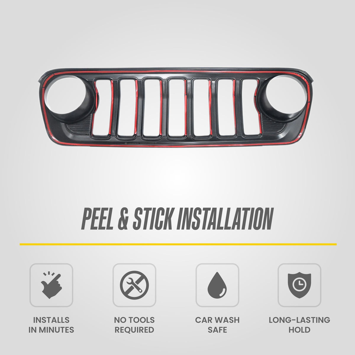 Trim Illusion ABS6807BLK gloss black grille overlay for 2024-2026 Jeep Wrangler and Gladiator - image 9