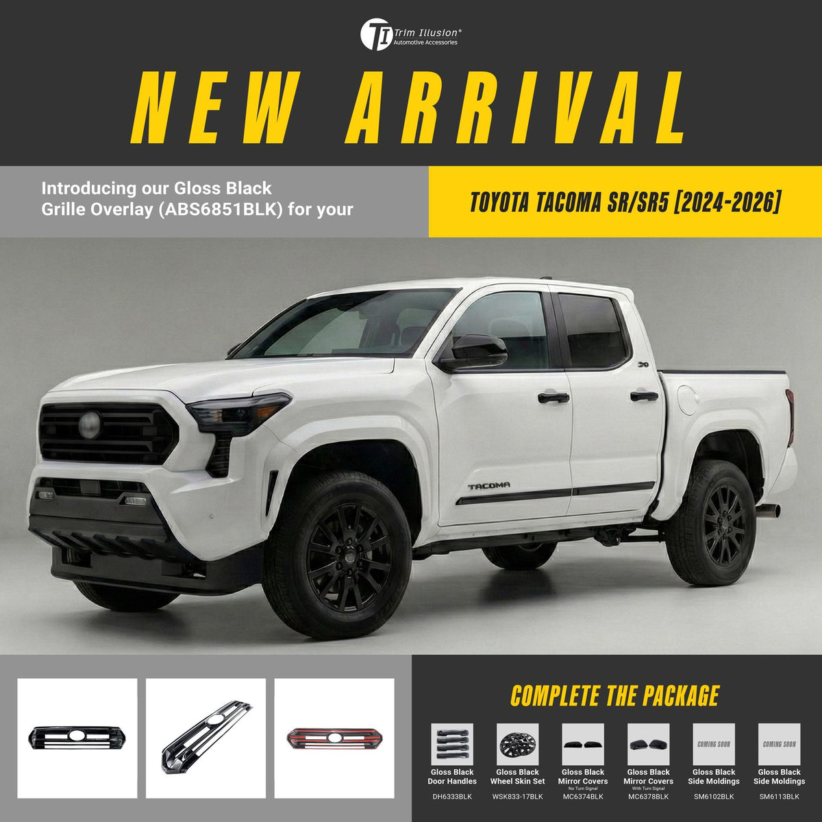 Trim Illusion ABS6851BLK gloss black grille overlay for 2024-2026 Toyota Tacoma - image 12
