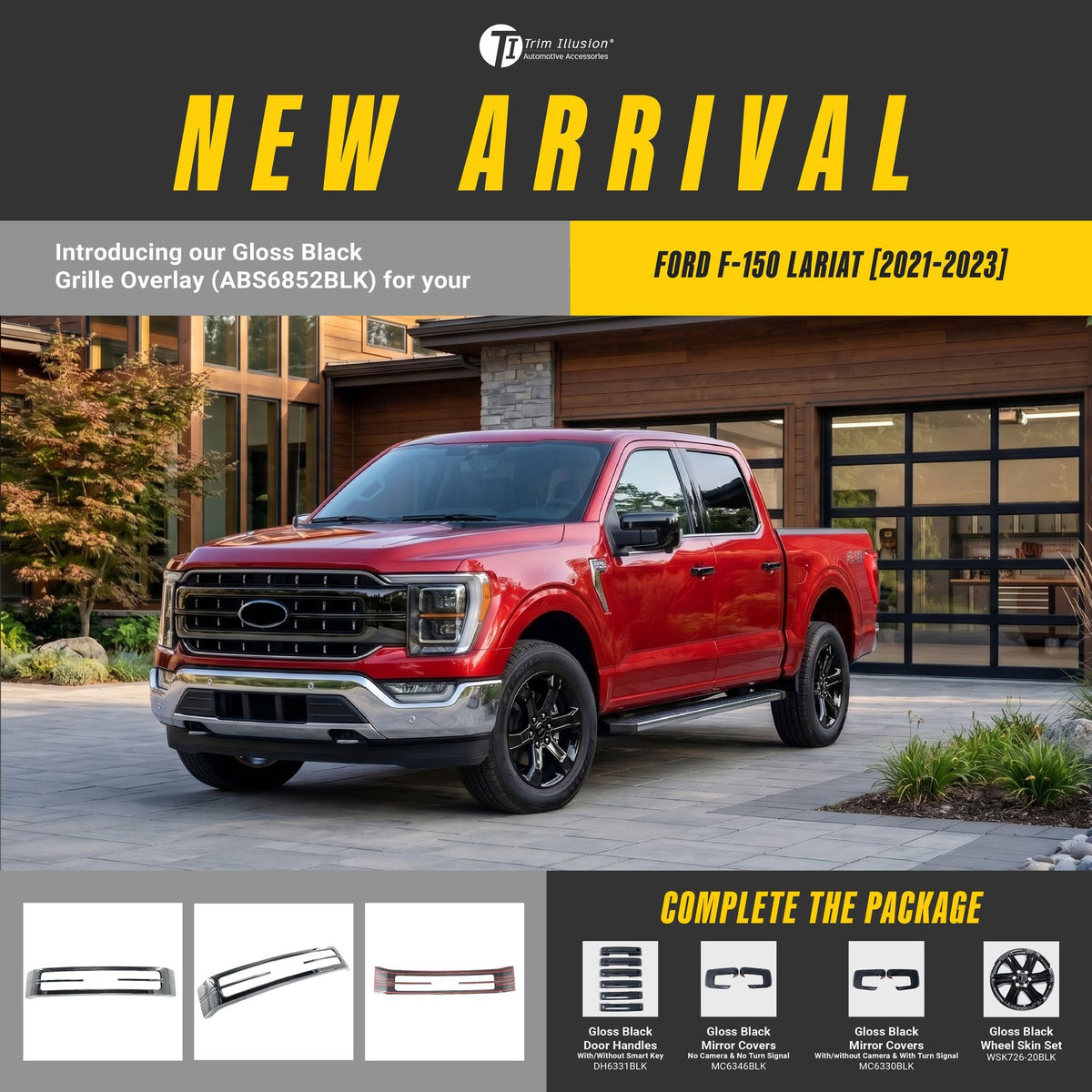 Trim Illusion ABS6852BLK gloss black grille overlay for 2021-2023 Ford F-150 - image 14