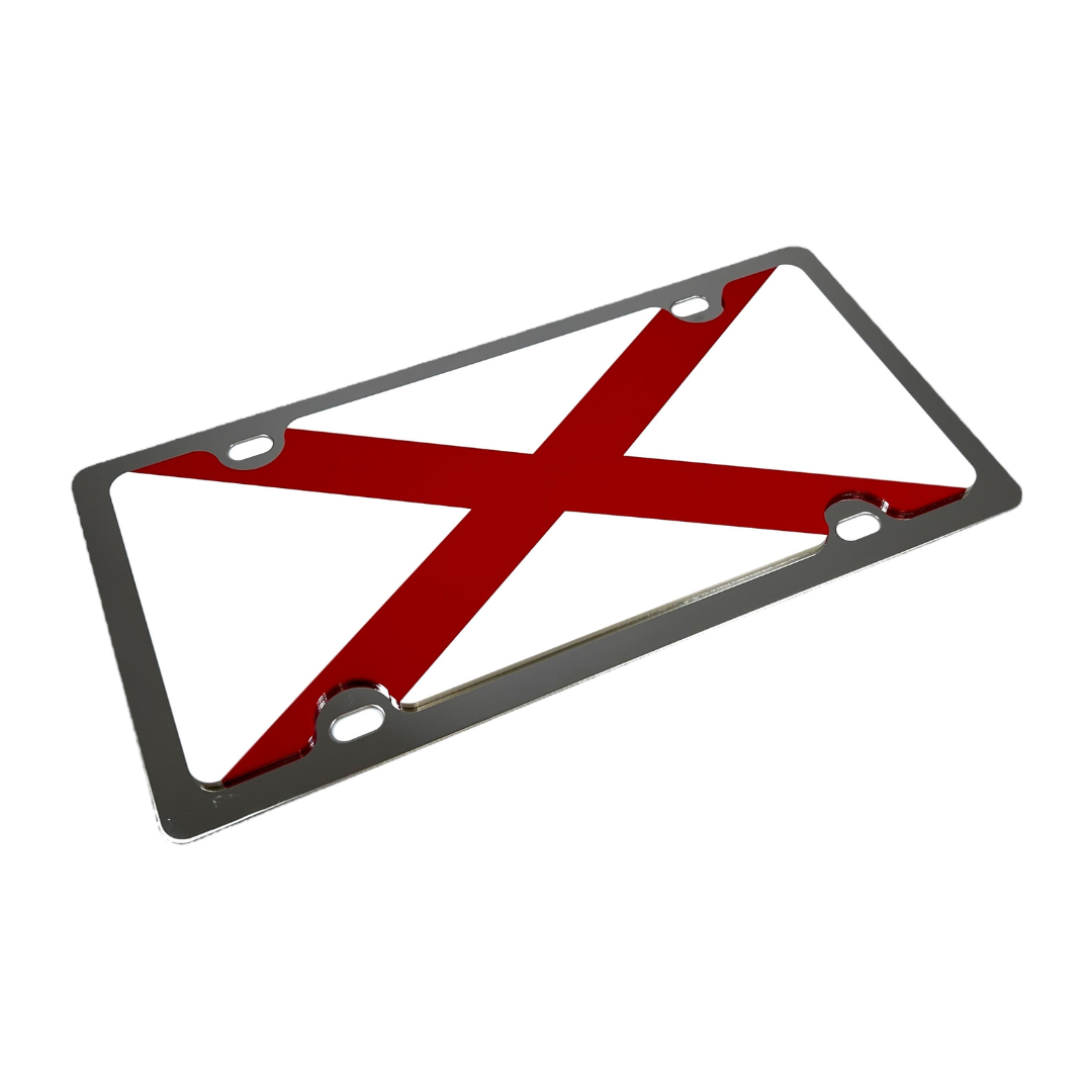 Alabama State Flag Stainless Steel License Plate