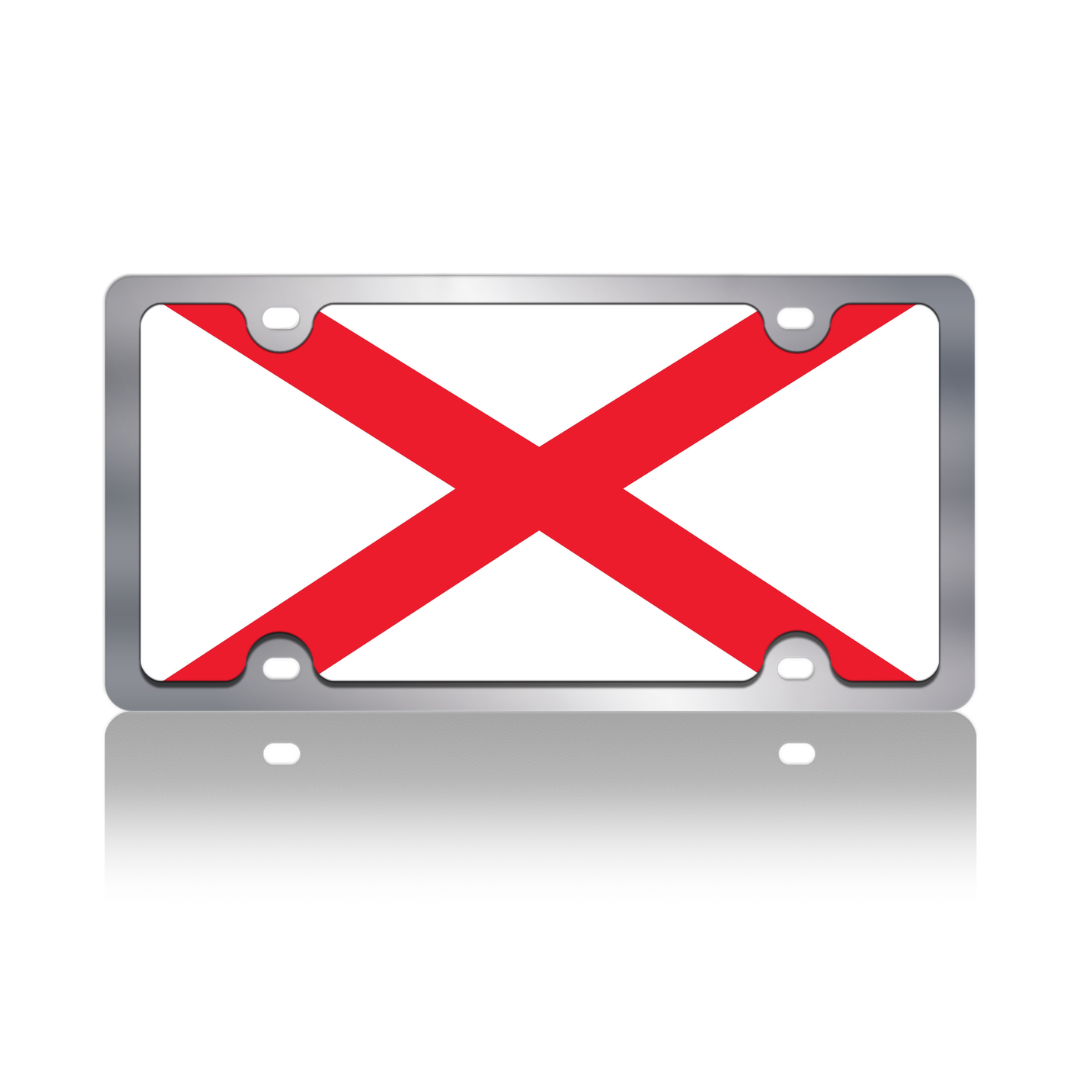 Alabama State Flag Stainless Steel License Plate