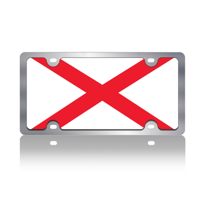 Alabama State Flag Stainless Steel License Plate