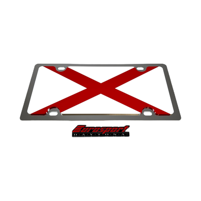 Alabama State Flag Stainless Steel License Plate