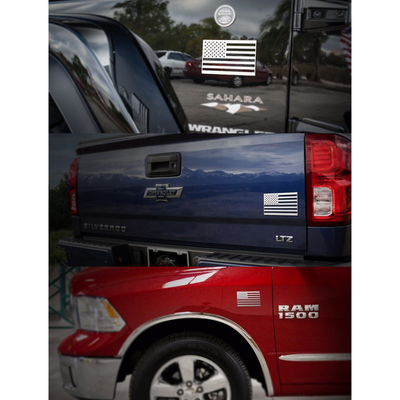 American Flag Emblem 1 or 2 Piece Set | Stainless Steel, Choose Color & Finish