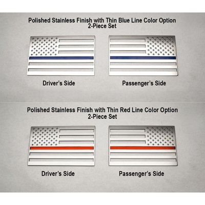 American Flag Emblem 1 or 2 Piece Set | Stainless Steel, Choose Color & Finish