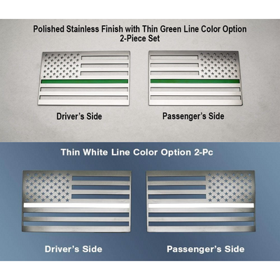 American Flag Emblem 1 or 2 Piece Set | Stainless Steel, Choose Color & Finish