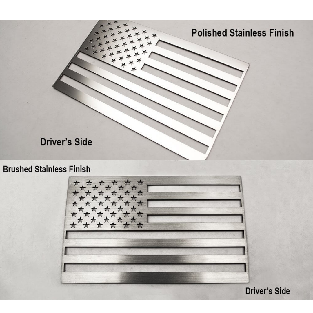 American Flag Emblem POLISHED, WHITE, 2PC