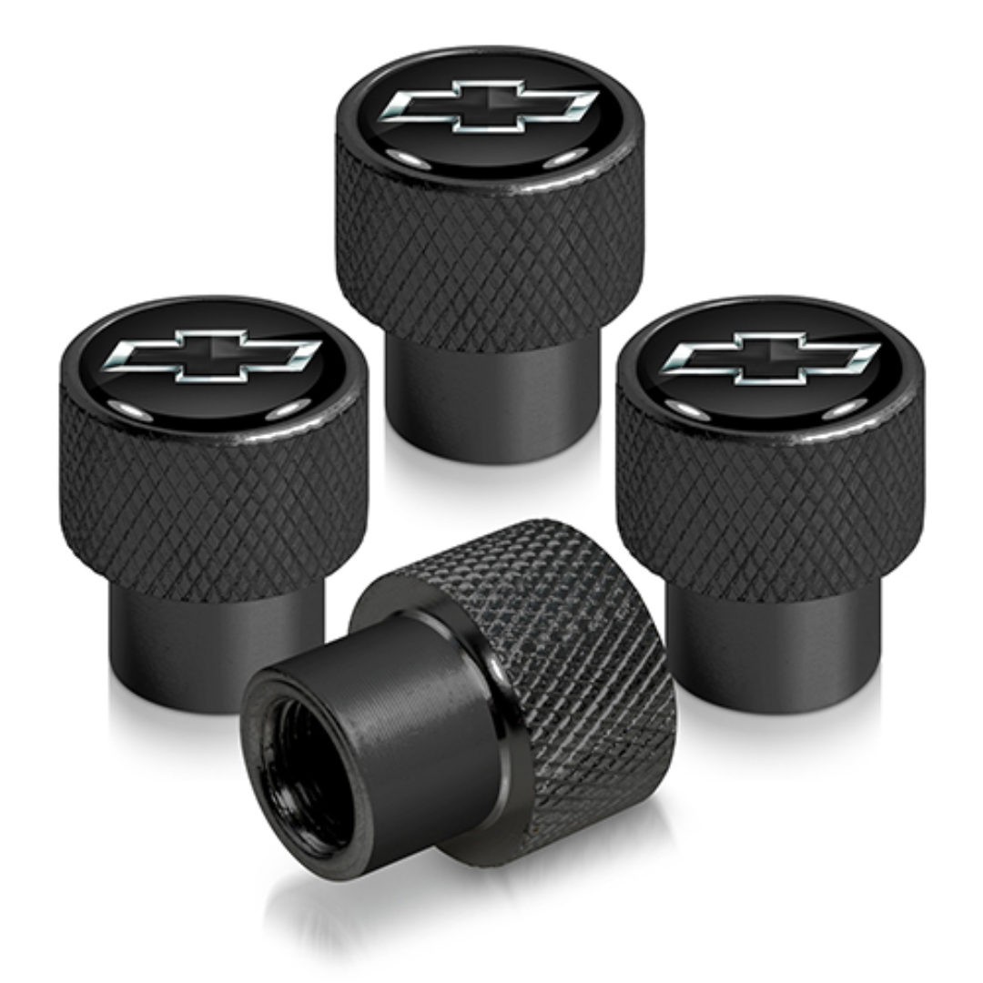 Black Chevrolet Bowtie Raised Valve Stem Caps