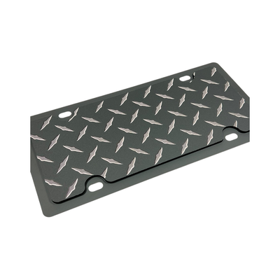 Blacked Out Diamond Plate Carbon Steel License Plate