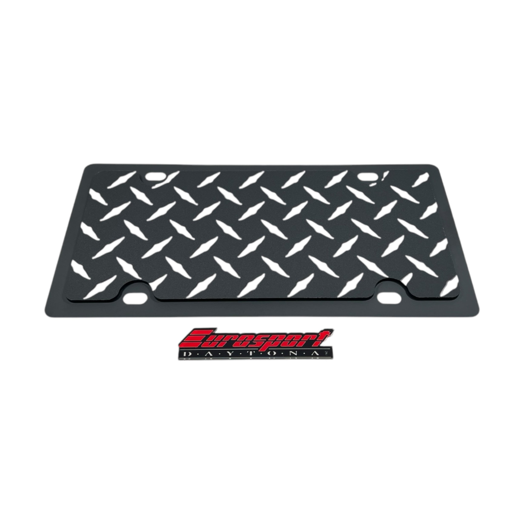 Blacked Out Diamond Plate Carbon Steel License Plate