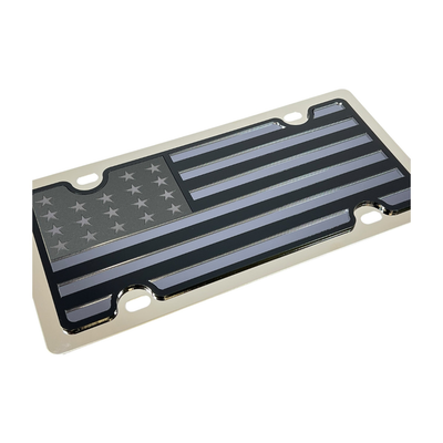 Blacked Out USA Flag Stainless Steel License Plate