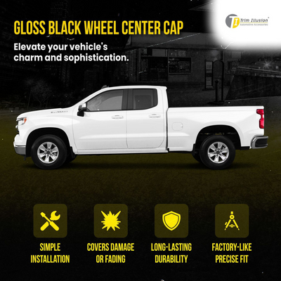 2014-2024 Chevrolet Silverado 1500, 15-24 Chevrolet Tahoe/Suburban, 2022 Chevrolet Silverado 1500 LTD 4 PCS Gloss Black Replacement Officially Licensed Chevrolet Wheel Cap Set