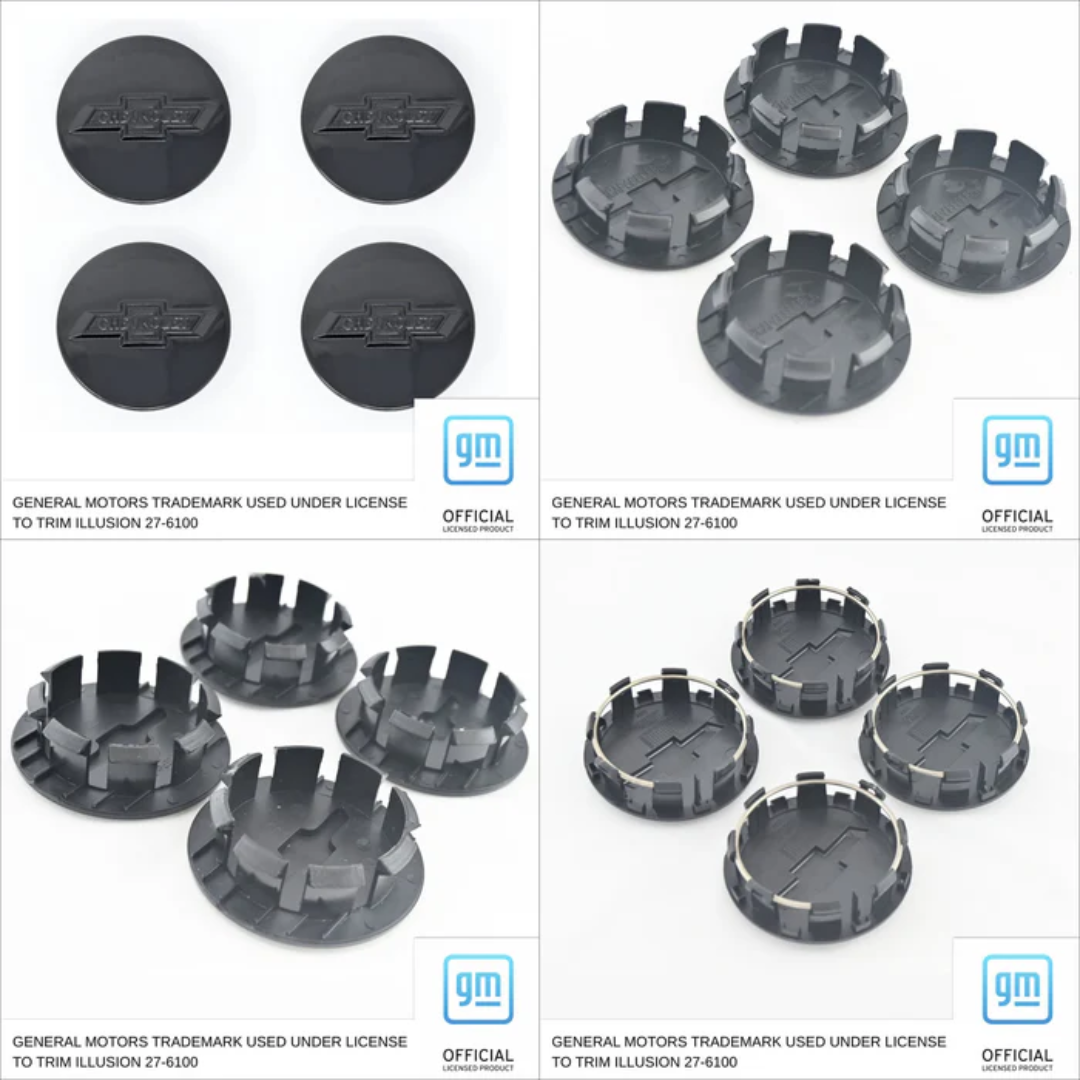 10-17 Chevrolet Equinox, 15-24 Chevrolet Colorado, 18-23 Chevrolet Traverse, 19-24 Chevrolet Blazer 4 PCS Gloss Black Replacement Officially Licensed Chevrolet Wheel Cap Set