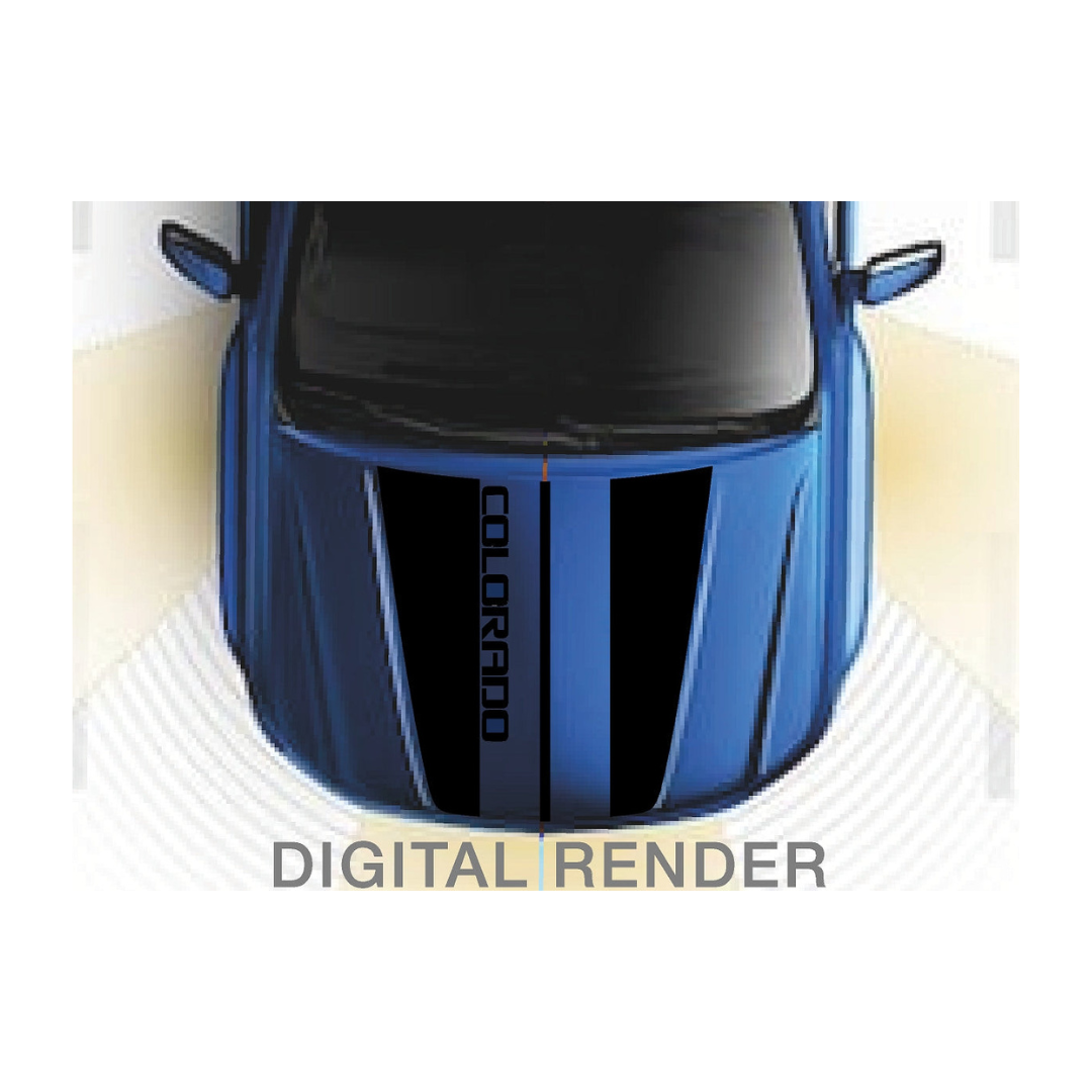 Center "Colorado" Racing Stripes Hood Decal Cover for 2015-2022 Chevrolet Colorado