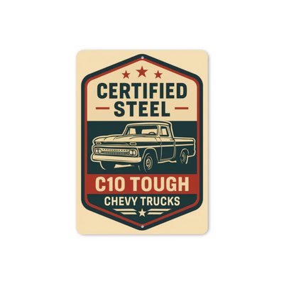 Certified Steel Chevy C10 Tough Truck Retro Sign
