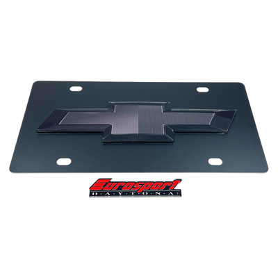 Chevrolet Bowtie Blacked Out Carbon Steel License Plate