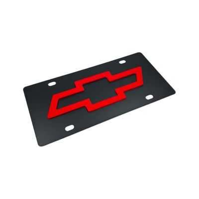 Chevrolet Red Bowtie Carbon Steel License Plate