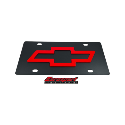 Chevrolet Red Bowtie Carbon Steel License Plate
