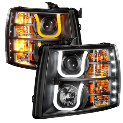 Chevrolet Silverado 1500 07-13 / 2500HD/3500HD 07-14 Black Projector U-Bar Switchback Headlights