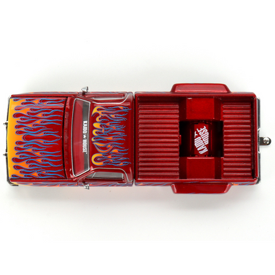 Chevrolet Silverado Dually Pickup Truck "On Fire V1" Red Metallic with Flames and Red Interior (Designed by Jun Imai) "Kaido House" Special 1/64 Diecast Model Car