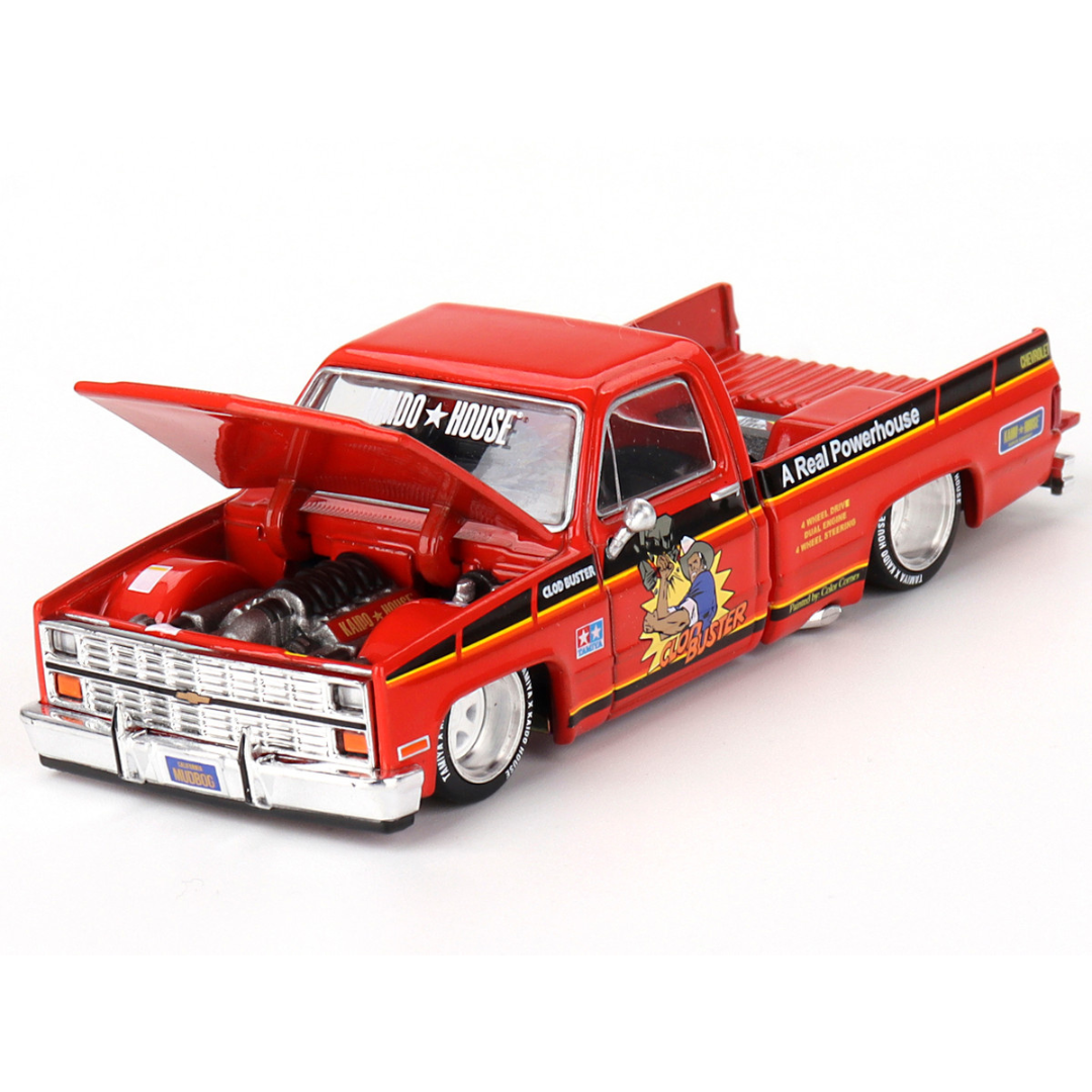 Chevrolet Silverado Pickup Truck "Clod Buster" Orange with Black Stripes (Designed by Jun Imai) "Tamiya x Kaido House" Special 1/64 Diecast Model Car