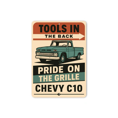 Chevy C10 Tools In The Back Pride On The Grille Sign