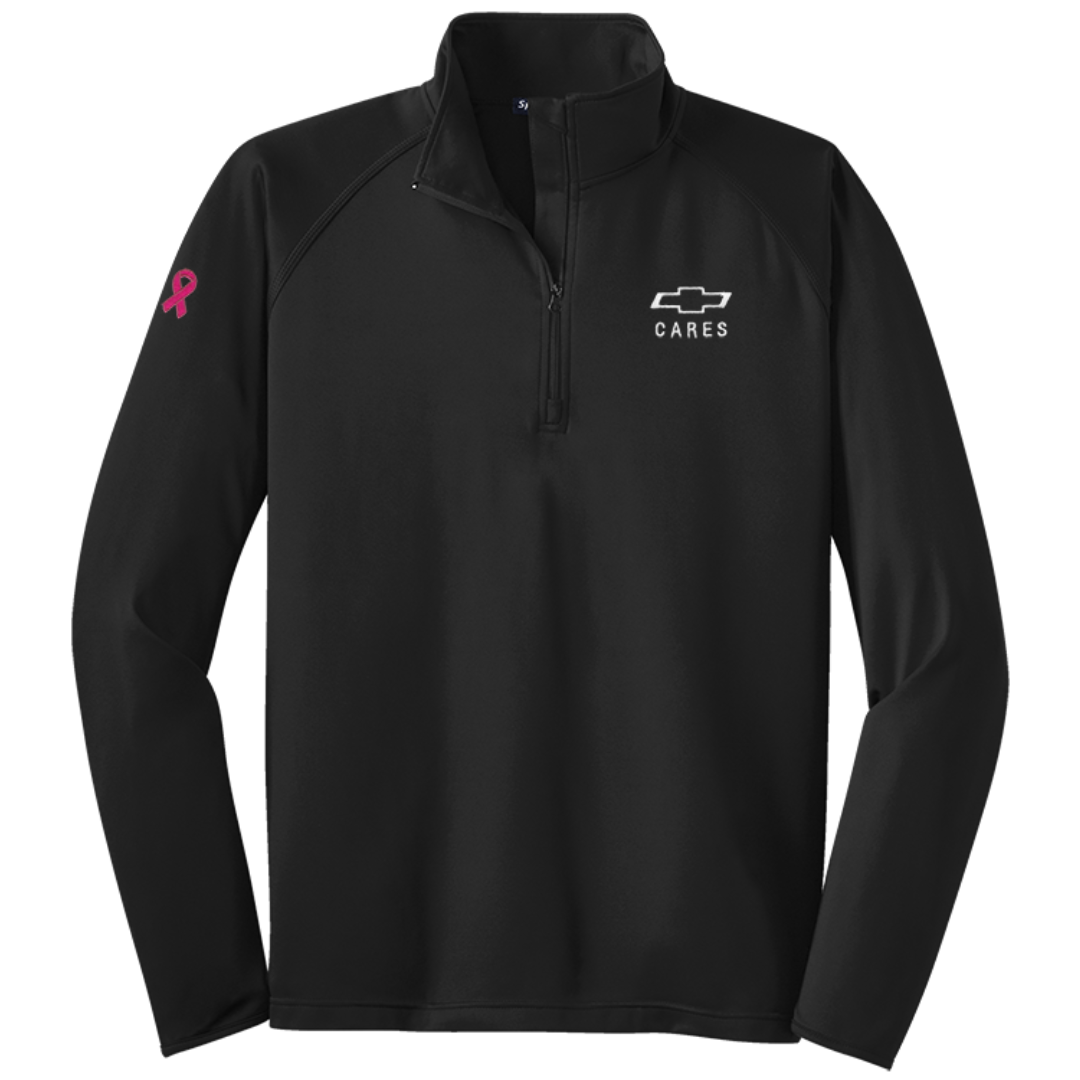 Men's black Chevy Cares half zip pullover