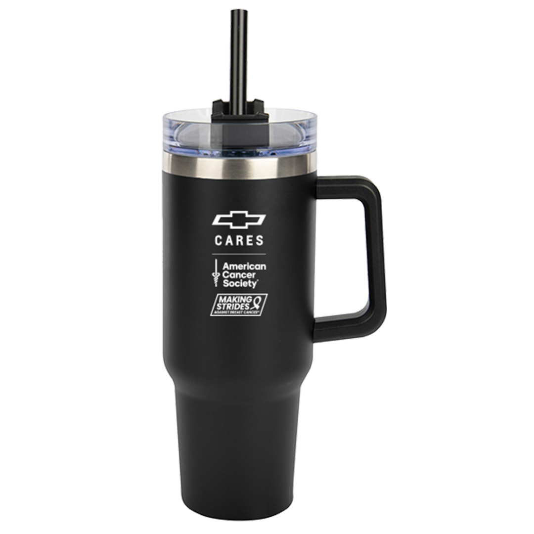 Chevy Cares 40 oz Intrepid tumbler in black with carry handle