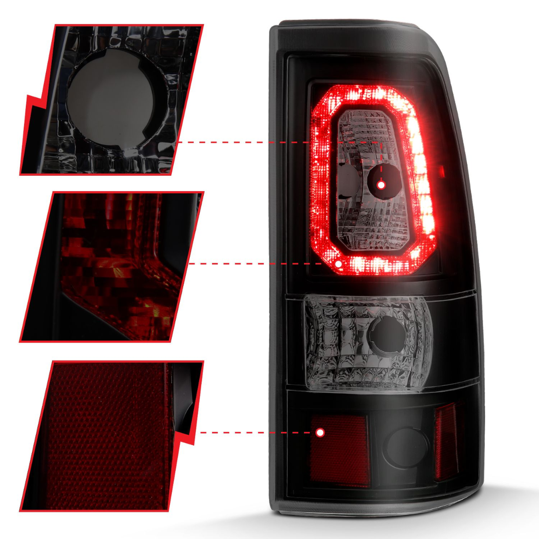 Chevy Silverado 03-06 1500/2500/3500 07 Classic LED Bar Style Tail Lights Black Smoke Lens (SINGLE REAR WHEEL)