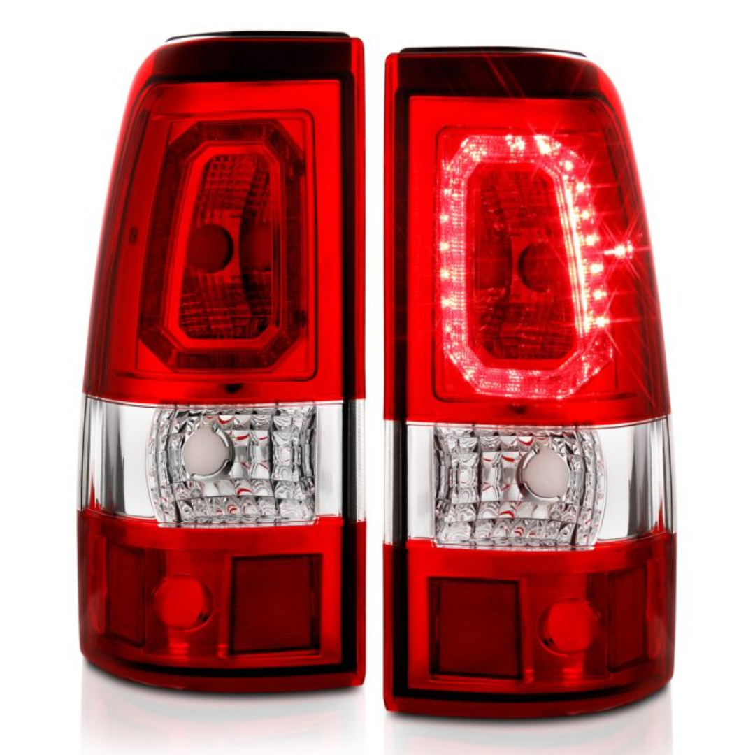 Chevy Silverado 03-06 1500/2500/3500 07 Classic LED Bar Style Tail Lights Chrome w/ Red Clear Lens (SINGLE REAR WHEEL)