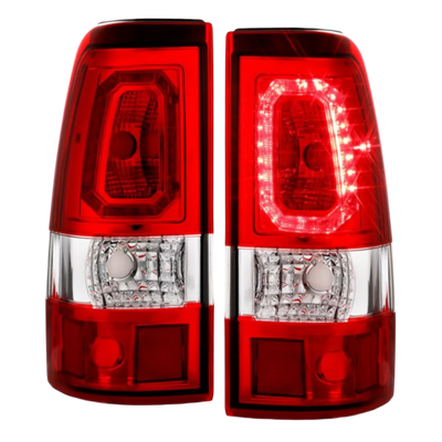 Chevy Silverado 03-06 1500/2500/3500 07 Classic LED Bar Style Tail Lights Chrome w/ Red Clear Lens (SINGLE REAR WHEEL)