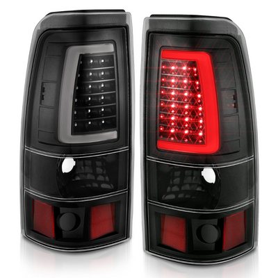 Chevy Silverado 03-06 1500/2500/3500 07 Classic LED C Bar Style Tail Lights Black (SINGLE REAR WHEEL)