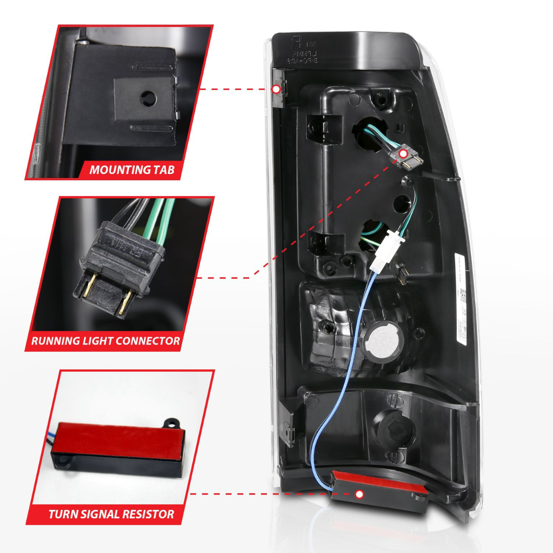Chevy Silverado 03-06 1500/2500/3500 07 Classic LED C Bar Style Tail Lights Red Lens (SINGLE REAR WHEEL) 311335