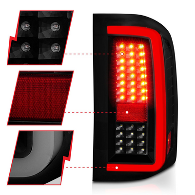 Chevy Silverado 1500 07-13 / 2500HD/3500HD 07-14 Full LED C-Bar Tail Lights G5 Black Smoke Lens