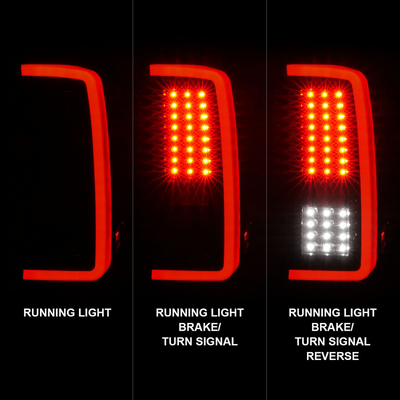 Chevy Silverado 1500 07-13 / 2500HD/3500HD 07-14 Full LED C-Bar Tail Lights G5 Black Smoke Lens