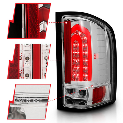 Chevy Silverado 1500 07-13 / 2500HD/3500HD 07-14 LED Bar Tail Lights Chrome