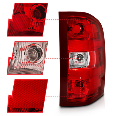 Chevy Silverado 1500 07-13 / 2500HD/3500HD 07-14 Tail Lights Red/ Clear Lens (OE TYPE)