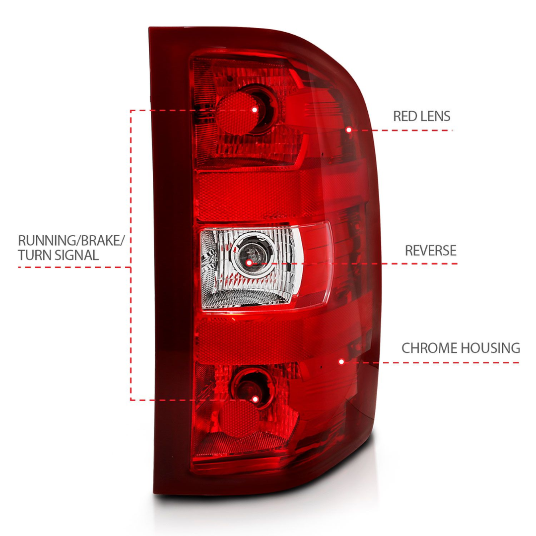 Chevy Silverado 1500 07-13 / 2500HD/3500HD 07-14 Tail Lights Red/ Clear Lens (OE TYPE)