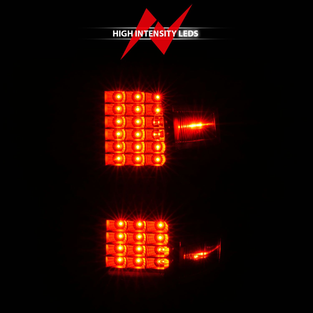 Chevy Silverado 1500 14-18 / 2500HD/3500HD 15-19 / Sierra 2500HD/3500HD Dually LED Light Bar Style Tail Lights Black w/ Clear Lens (NOT FOR OE FACTORY LED MODELS)