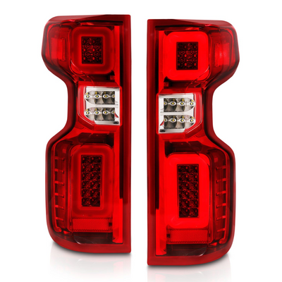 Chevy Silverado 1500 19-23 / 2500HD/3500HD 20-23 Full LED Tail Lights Red /Clear Lens w/ Sequential Signal (FACTORY HALOGEN BULB MODELS)