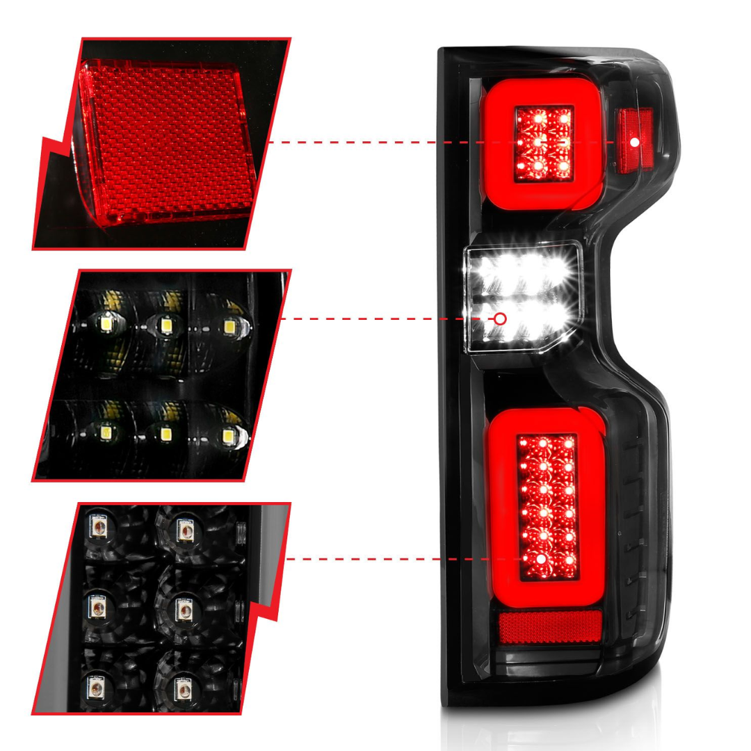 Chevy Silverado 1500 19-23 / 2500HD/3500HD Black w/ Clear Lens W/ Sequential Signal (FACTORY HALOGEN BULB MODELS)