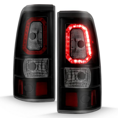 Chevy Silverado 99-02 1500/2500 01-03 3500 GMC Sierra 1500/2500 99-06 LED Bar Style Tail Lights Black w/ Smoke Lens