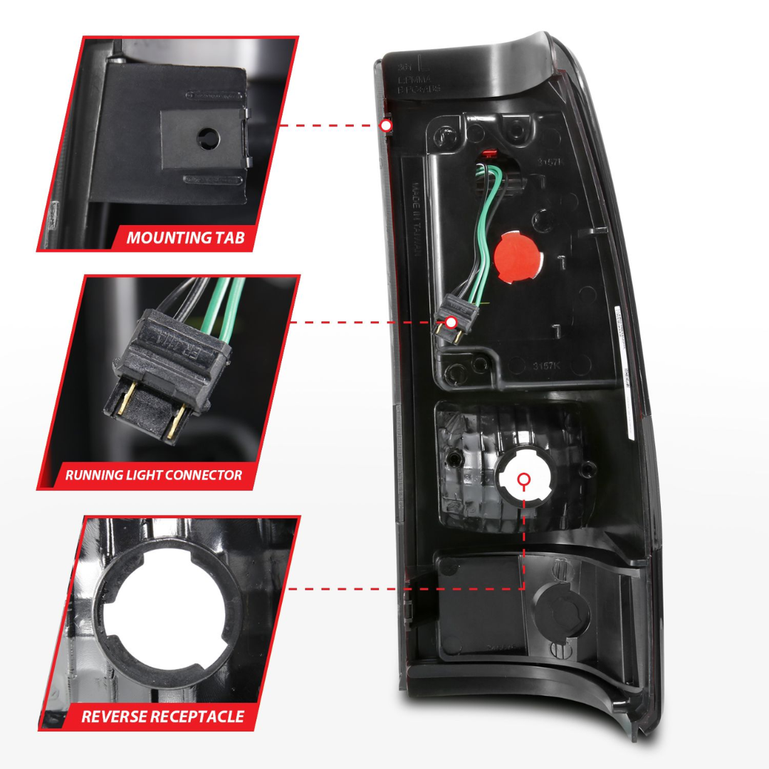 Chevy Silverado 99-02 1500/2500 01-03 3500 GMC Sierra 1500/2500 99-06 LED Bar Style Tail Lights Black w/ Smoke Lens