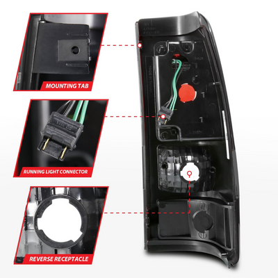 Chevy Silverado 99-02 1500/2500 01-03 3500 GMC Sierra 1500/2500 99-06 LED Bar Style Tail Lights Black w/ Smoke Lens