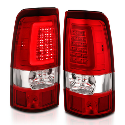 Chevy Silverado 99-02 1500/2500 01-03 3500 GMC Sierra 1500/2500 99-06 LED C Bar Style Tail Lights Red